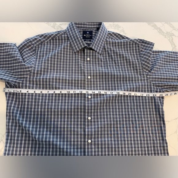 Ben Sherman Mens Blue Plaid Tailored Long Sleeve Button-Up Shirt XL 17-17 1/2 - Picture 4 of 5